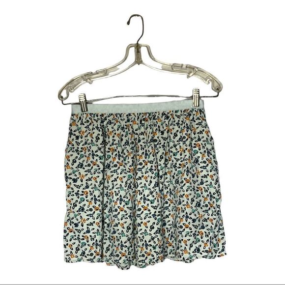 american Vintage mini skirt pleats floral elastic waistband  off white size XS - Picture 5 of 16